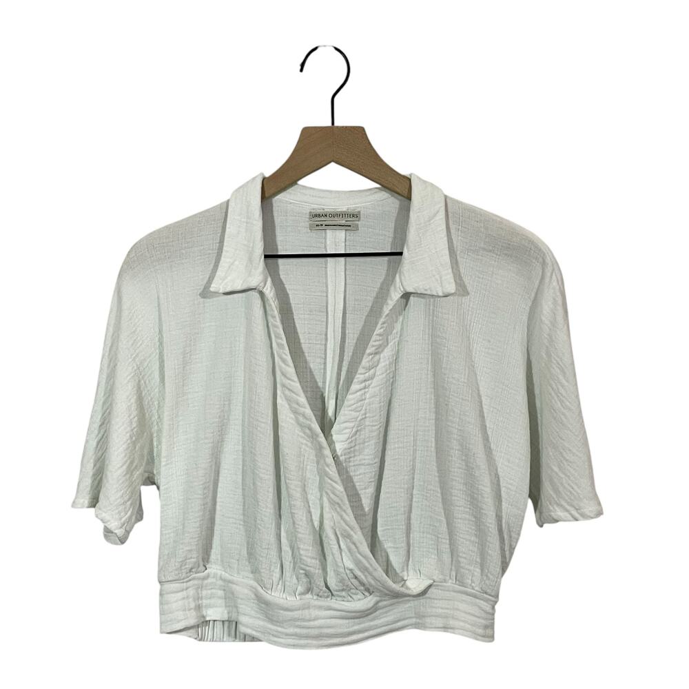 Urban Outfitters Faux Wrap Cropped Top - White - XS